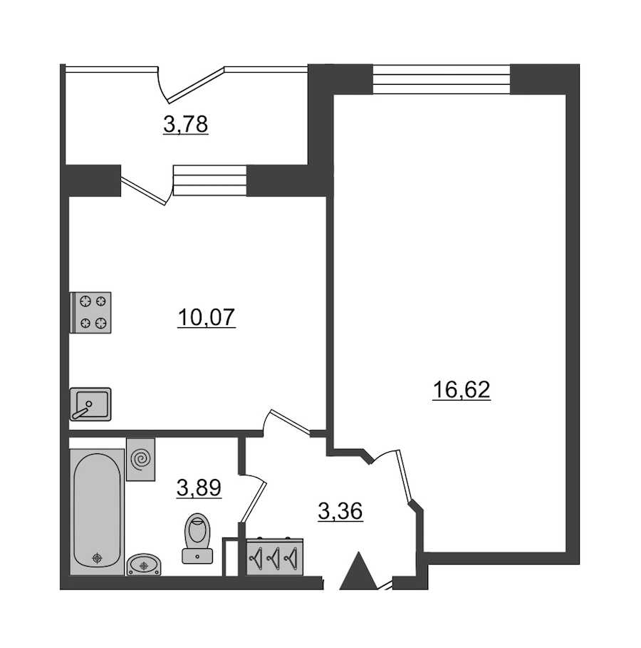 Однокомнатная квартира в : площадь 33.94 м2 , этаж: 1 – купить в Санкт-Петербурге